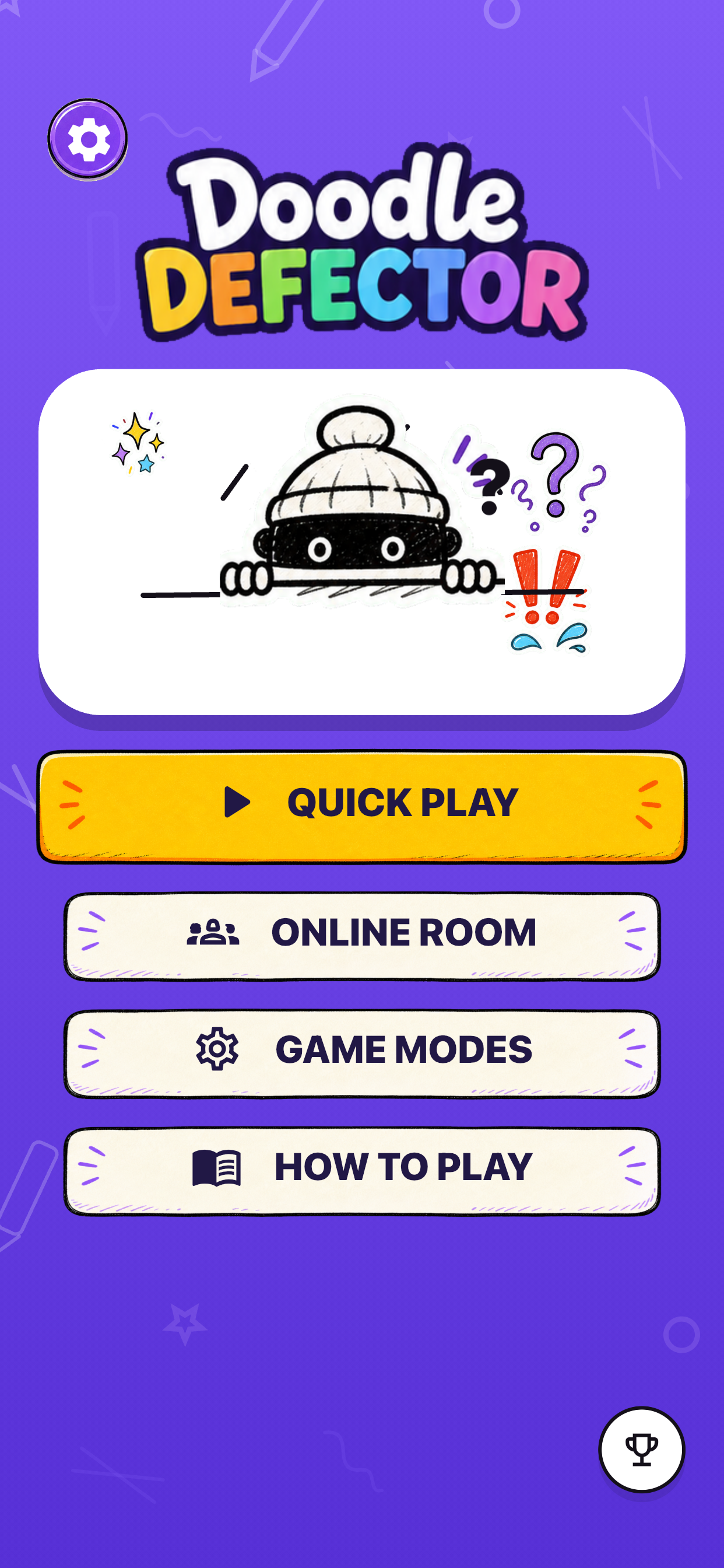 Doodle Defector game start screen